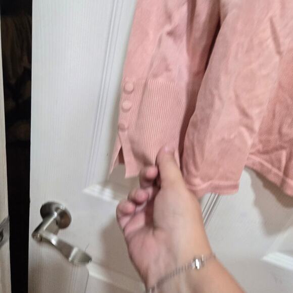 Chicos top womens size large pink button sleeve pullover blouse lightweight - Picture 6 of 9
